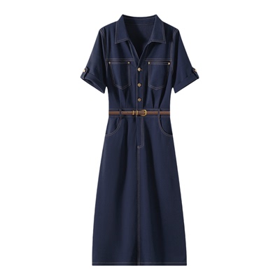 百家好高级感夏季薄款中长连衣裙