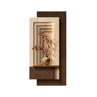 柿柿如意玄关挂画2025新款高级感走廊过道壁灯画侘寂风立体装饰画