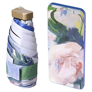 油画太阳伞雨伞女晴雨两用折叠防紫外线五折小巧便携遮阳伞防晒伞