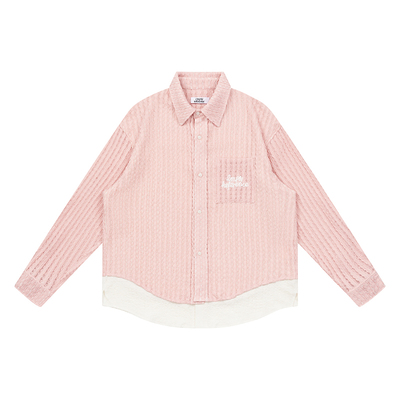 卓沅 董思成 EMPTY REFERENCE 原创粉色假两件针织衬衫长袖衬衣