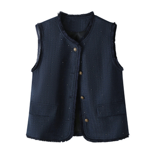 小香风亮片马甲外套女秋季高级感巨好看坎肩轻熟法式独特精致上衣