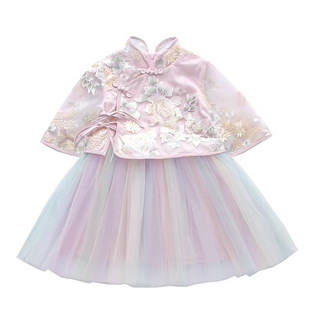 女童春夏汉服儒裙超仙小女孩中国风唐装纱裙女宝宝时尚洋气连衣裙