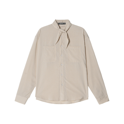 【100%莱赛尔】Unvesno(UN)LM风风领结基础百搭休闲长袖衬衫