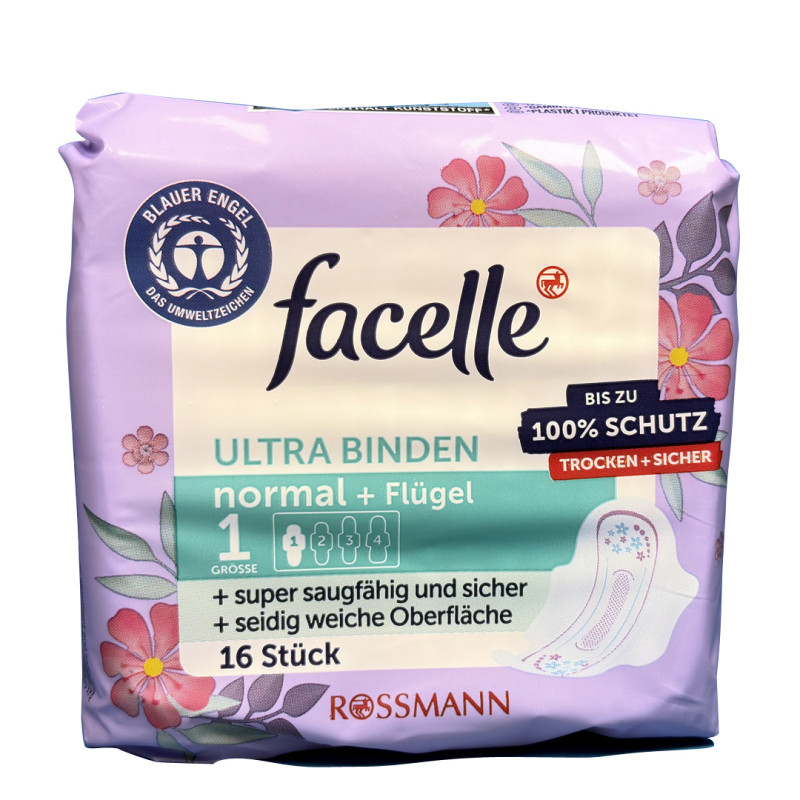 德国facelle菲丝乐卫生巾姨妈巾日用夜用防漏干爽亲肤超轻薄透气