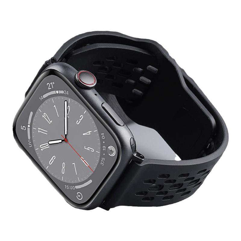 watchband适用苹果Apple Watch ultra4透气3氟橡胶手表带iwatch S12/11智能9/8小众7/6创意5高级4男生腕带2
