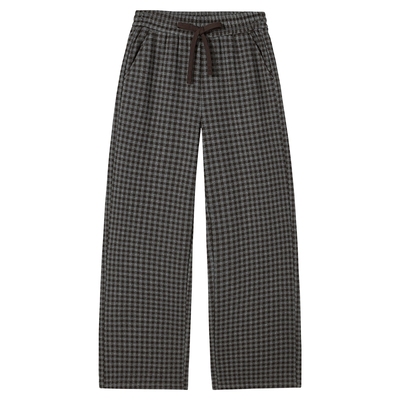 热风2025年新款女士格纹直筒裤