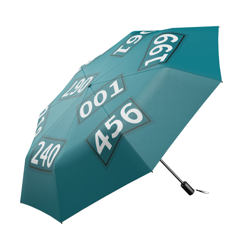 日全时鱿鱼数字游戏三折小阳伞黑胶防晒防紫外线晴雨两用伞UPF50+