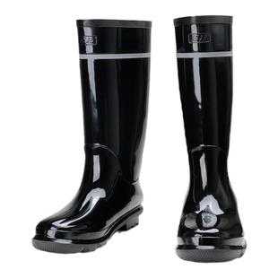 际华3515强人长筒雨靴黑色镜面反光条中高筒雨鞋户外防滑干活鞋子