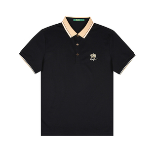 雷迪波尔男装短袖POLO衫2025夏季新款撞色翻领凉感抑菌微弹上衣男