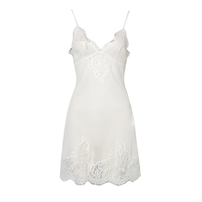 纯欲微透蕾丝性感雪纺吊带睡裙