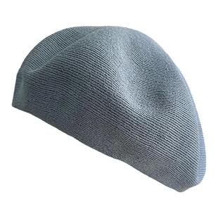 进口和纸蓝色贝雷帽子女春夏轻薄防晒小清新可折叠出游逛街画家帽