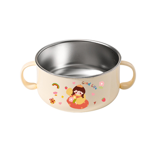 316不锈钢儿童碗双耳辅食碗吃饭专用碗宝宝餐具套装防摔婴儿饭碗