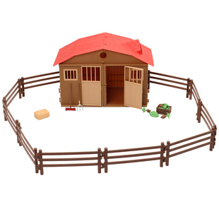 仿真动物配套场景模型牧场农场摆件人物玩具小房屋农夫塑料围栏