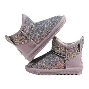 环球童鞋女童雪地靴加绒2024冬季新款女宝保暖防滑一脚蹬儿童棉鞋