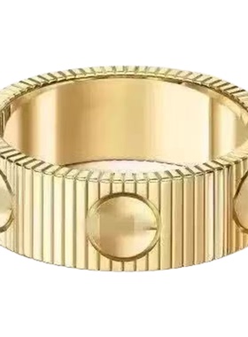 新款卡加表带戒指玫瑰金条纹格子设计一字戒经典螺钉钛钢情侣对戒