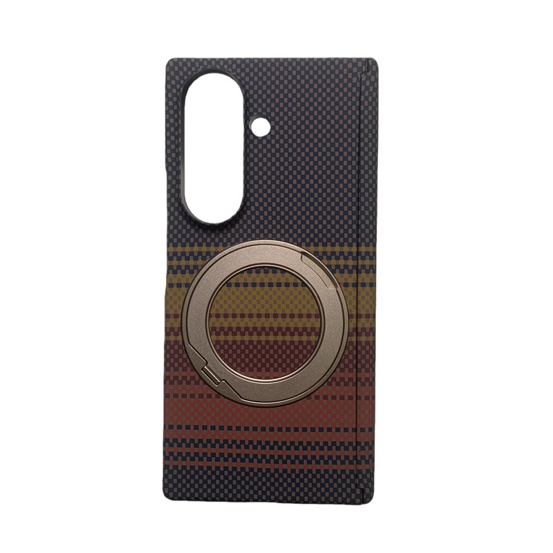 仿碳纤维纹理凯夫拉纹理橙黄条纹适用三星Galaxy ZFold7手机壳ZFold6磁吸硬壳ZFold5中轴w26保护壳w25商务w24