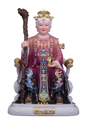 汉白玉骊山老母神像中式桌面佛像