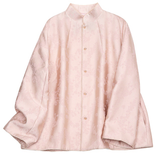 菲伊唐新中式文艺复古改良外套对襟立领仿丝毛提花唐装长袖女上衣