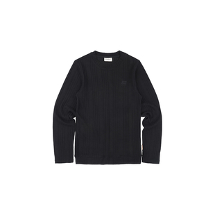 DifferentRiver2024秋冬男女同款美式复古坑条修身针织打底衫