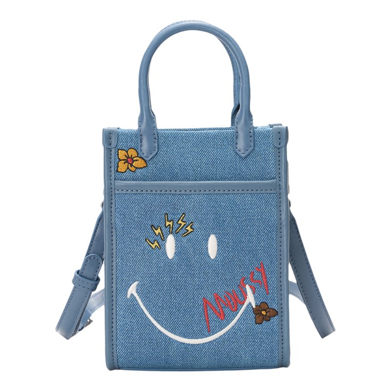 MoussyxSmiley牛仔帆布手机包小斜挎包包迷你女包