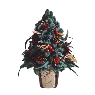 Ins爆红|纯手工 丹麦进口鲜切诺贝松圣诞树真树桌花装饰花环摆件