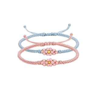 周六福新款黄金编织手绳高级气质小桃花手链足金3D硬金手饰送女友