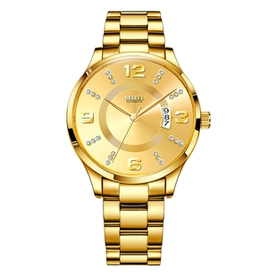 宾爵真金托帕石男士全自动机械手表进口机芯高级商务防水日历手表