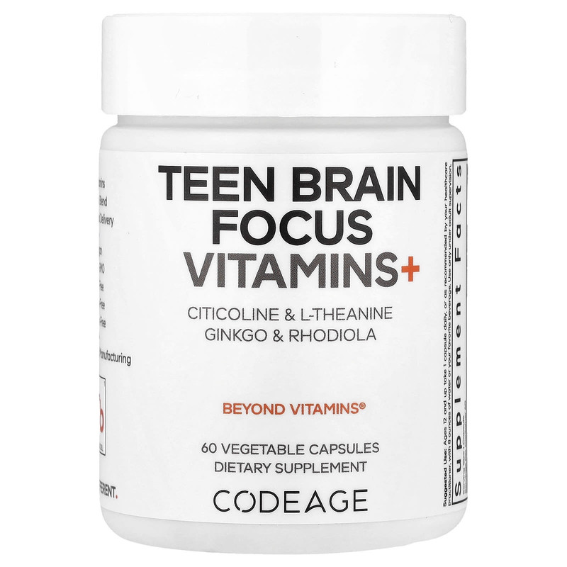 Codeage青少年专注力维生素+素食胶囊青少年健康早晨分享好状态