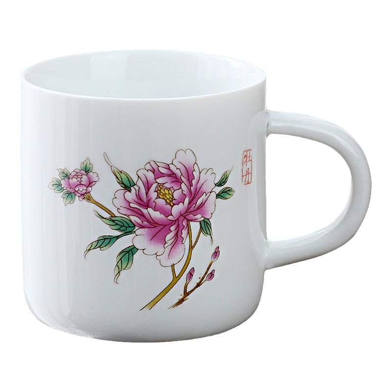 白瓷茶杯陶瓷喝茶专用主人杯待客家用带把防烫6只装品茗酒杯定制