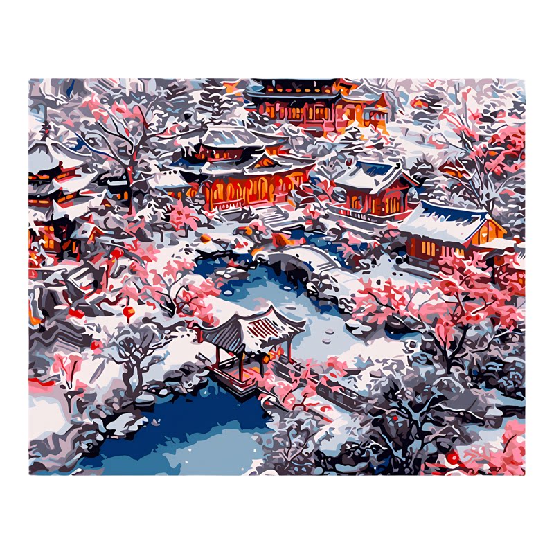 画航中国风建筑风景DIY数字油画