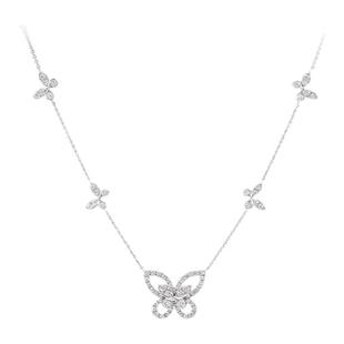 蝴蝶幻影项链女925纯银满钻镂空多重奏锁骨链高级感颈饰夏季新款