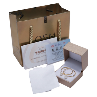 欧诗漫珠宝白色淡水珍珠耳环圆环形耳坠7-8mm双色可选 环佩