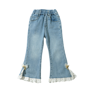 女童裤子春秋季2026新款韩系儿童超好看喇叭裤宝宝春装洋气牛仔裤