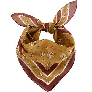 2026新款黄色碎花方巾丝巾女春秋百搭薄款男士头巾领巾围巾