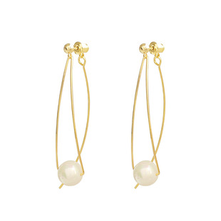 日剧gakki新垣结衣同款贝珠珍珠法式气质修饰脸型蚊香盘耳夹耳饰