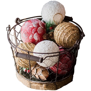 掬涵圣诞树挂饰装饰吊饰藤球松果雪球灯球圣诞节日氛围感派对装饰