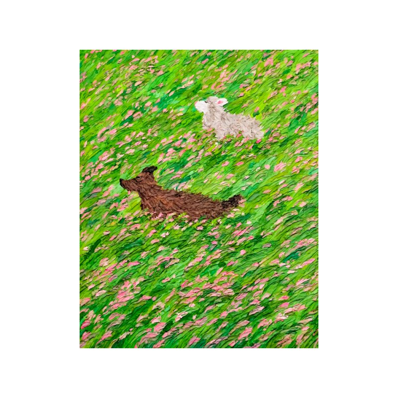【Young Lee合集】可爱多巴胺小狗插画治愈系花海艺术装饰挂画芯