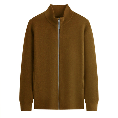 【含桑蚕丝羊绒】庄吉男士开衫2025秋冬新款针织夹克立领通勤男装