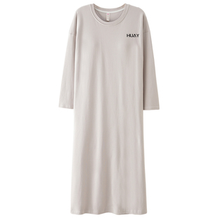 睡裙女秋长款到脚踝纯棉带胸垫防凸点高个子超长长裙秋冬长袖睡衣