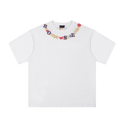 美式潮牌项链刺绣重磅短袖男女