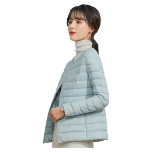 鸭鸭羽绒服女圆领轻薄短款压缩便携式轻便内胆2024新款春秋外套K