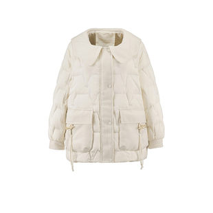大码娃娃领羽绒服女2026冬装胖mm设计感小香风加厚白鸭绒保暖外套