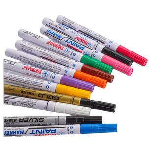 日本原装雪人牌snowman油漆笔工业不掉色细头0.5 rosh无铅环保记号笔 EFWP EFCP银色电镀笔细笔黑色补漆笔