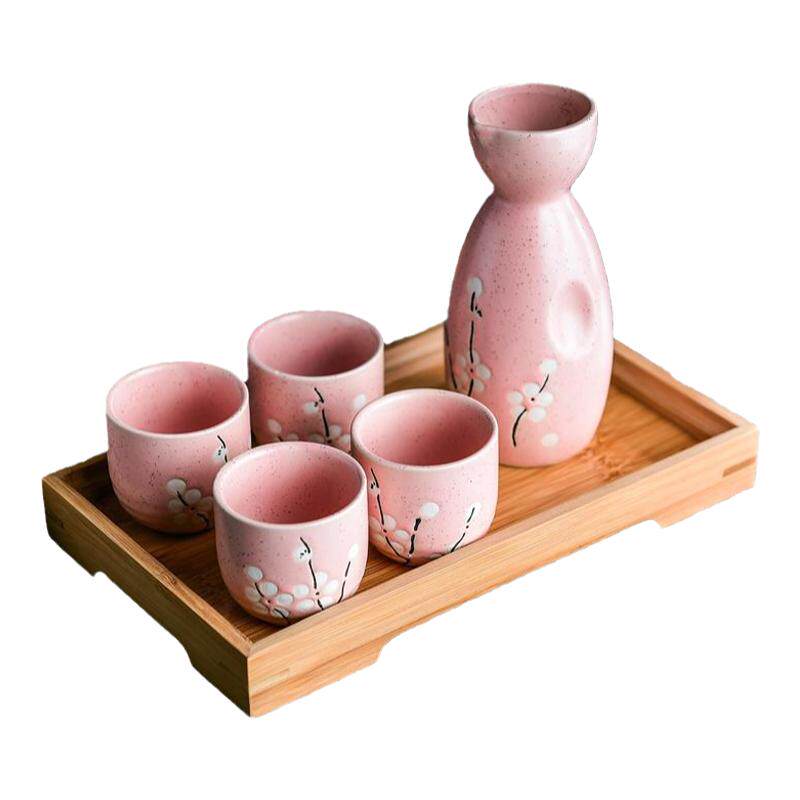 樱花阁 日式陶瓷酒具一壶四杯清酒具套装温酒壶白酒烫酒壶分酒器