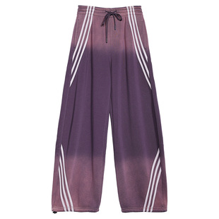 拓谷美式复古三条杠弯刀卫裤女秋冬新款宽松运动垂感街舞阔腿裤子