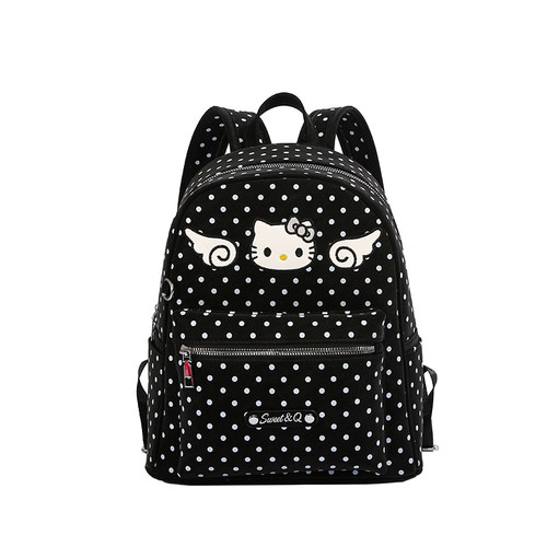 可爱Hello Kitty波点双肩包女2026新款百搭通勤背包学生上课书包