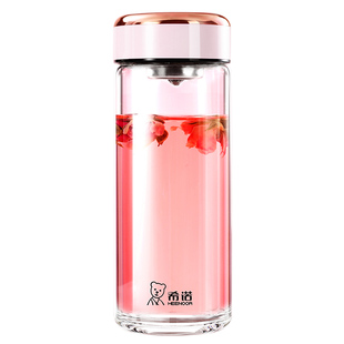 希诺玻璃杯女高颜值单层水杯女生茶杯2026新款便携家用喝水杯子