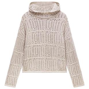 【新品】Woolmark认证OCHIRLY欧时力 纯羊毛镂空连帽毛衣2026春