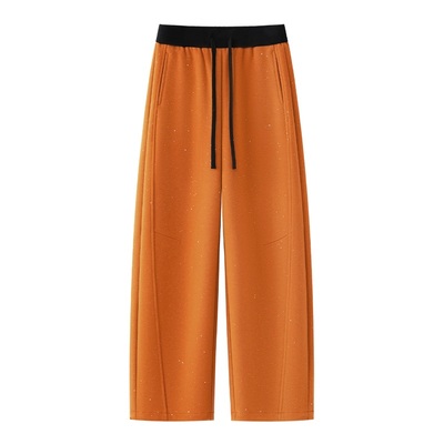 雅鹿红色烫钻弯刀裤女冬加绒加厚