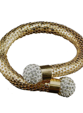 朋克风圆球水钻金色弹性钢丝手环